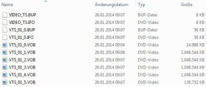 Inhalt eines typischen video_ts-Verzeichnisses. 